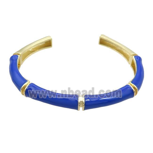 Copper Bangle Blue Enamel Gold Plated