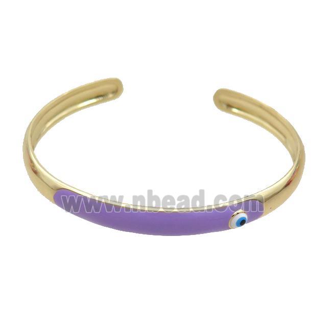 Copper Bangle Lavender Enamel Gold Plated