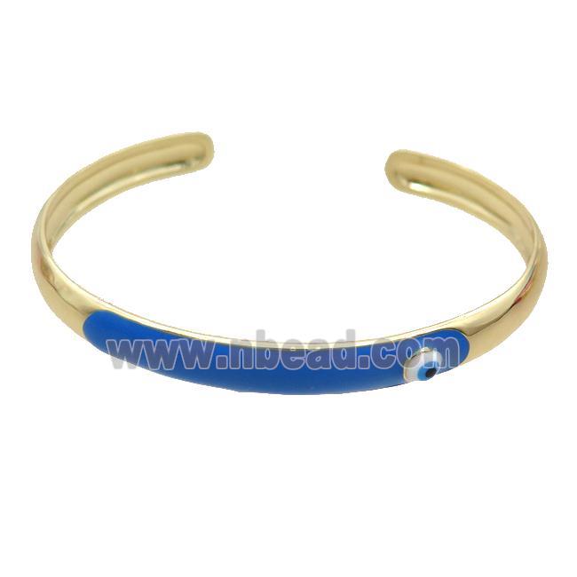 Copper Bangle BLue Enamel Gold Plated