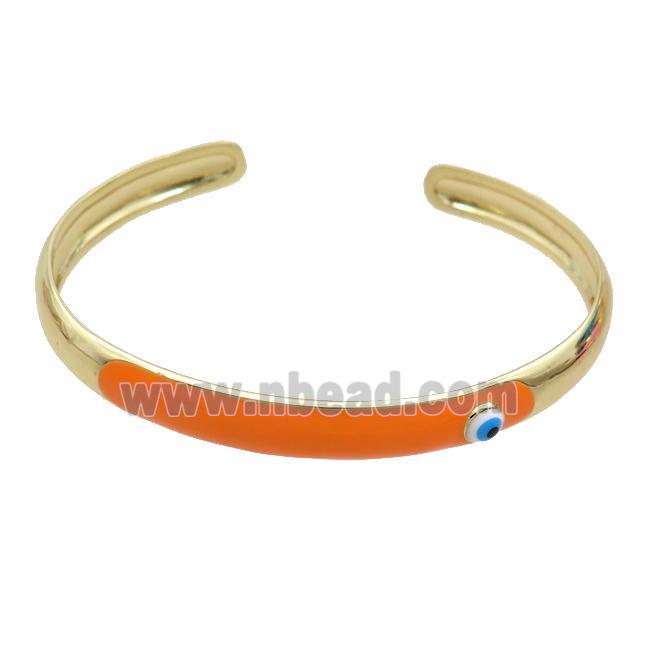 Copper Bangle Orange Enamel Gold Plated