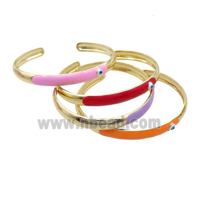 Copper Bangle Enamel Eye Gold Plated Mixed