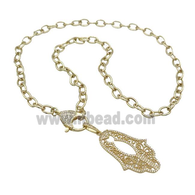 Copper Necklace Hand Pave Zircon Gold Plated