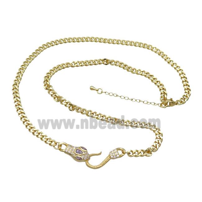 Copper Necklace Chain Snake Gold Plated