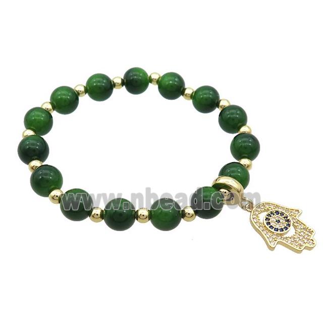 Green Resin Bracelet Hamsahand Pave Zircon Stretchy