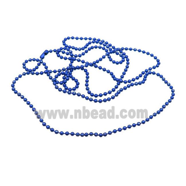 Copper Ball Chains For Necklace Blue Lacquered