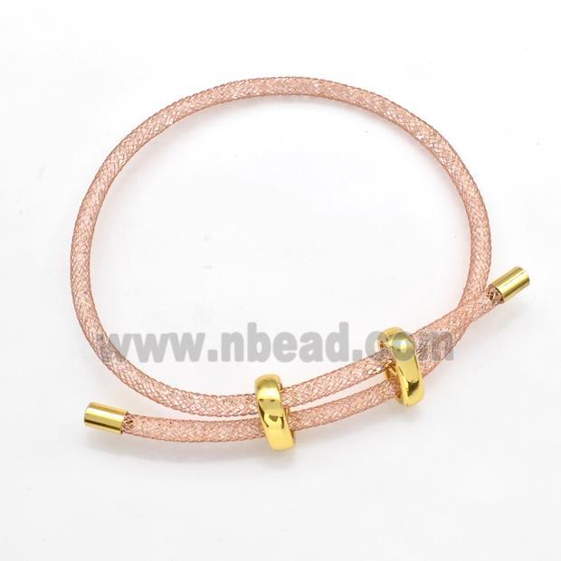 Copper Mesh Bracelet With Crystal Glass Adjustable Rose Gold