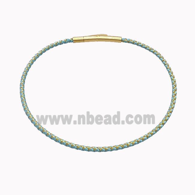 Lt.green Nylon Cord Bracelet With Stainless Steel Clasp