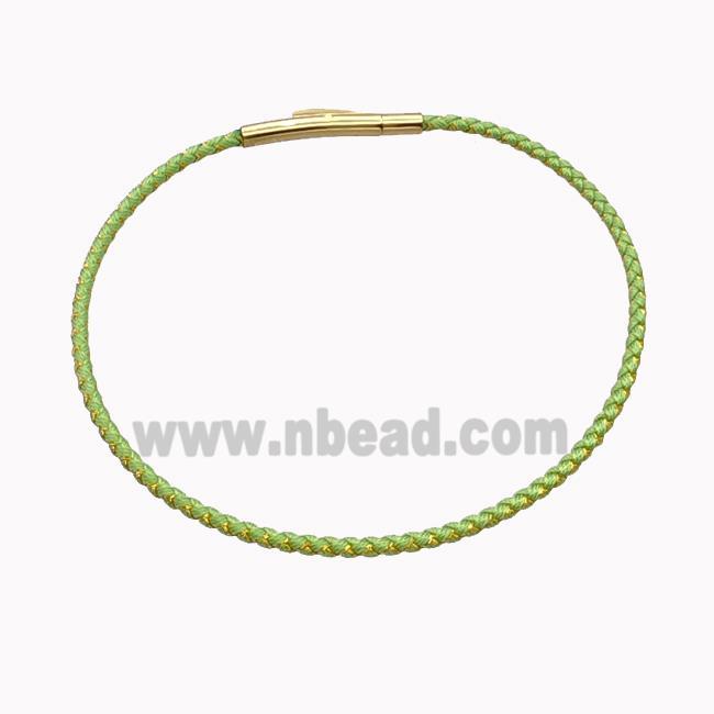 Green Nylon Cord Bracelet With Stainless Steel Clasp