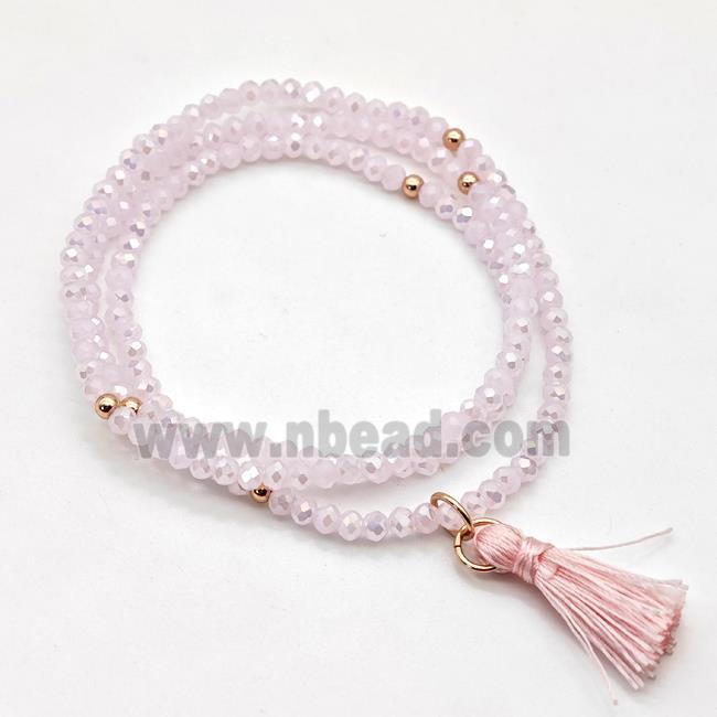 Pink Chinese Crystal Glass Bracelets Stretchy