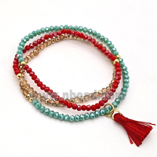 Chinese Crystal Glass Bracelets Stretchy Multicolor