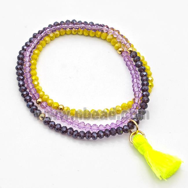 Chinese Crystal Glass Bracelets Stretchy Multicolor