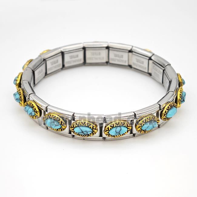 Stainless Steel Module Bracelet Eye Pave Blue Howlite