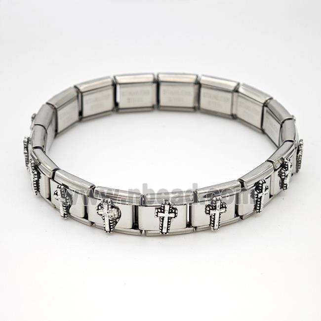 Stainless Steel Module Bracelet Cross