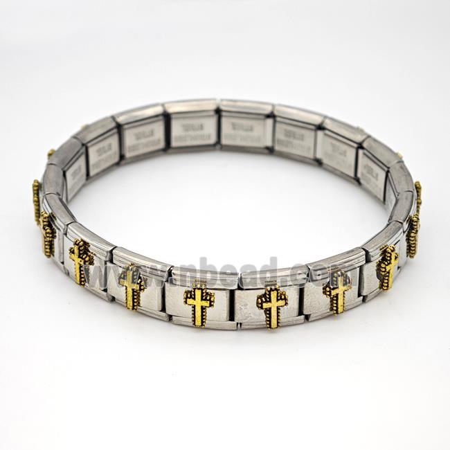 Stainless Steel Module Bracelet Cross