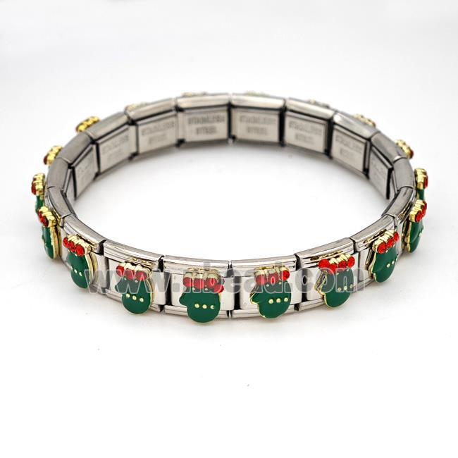 Stainless Steel Module Bracelet Christmas Mitten