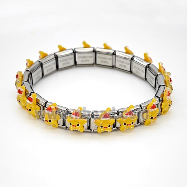 Raw Stainless Steel Module Bracelet Pave Resin Genie