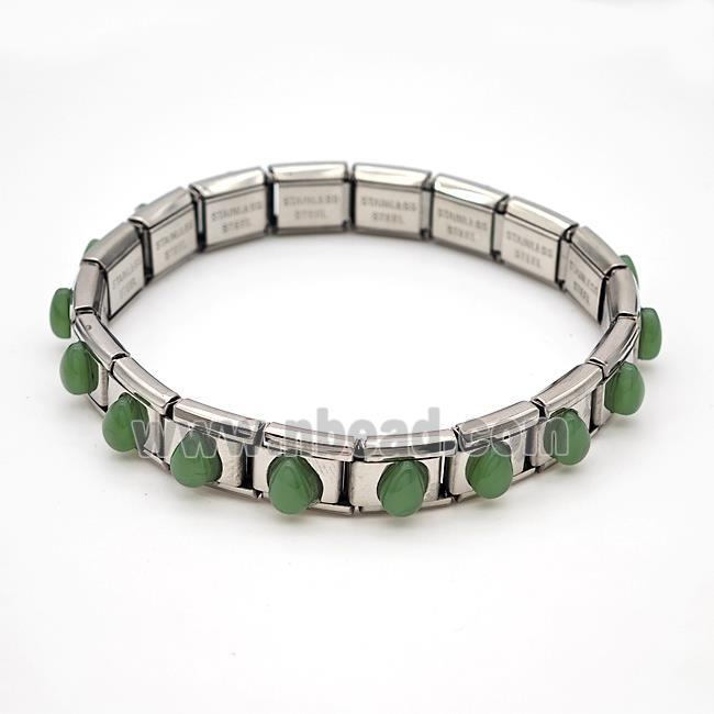 Raw Stainless Steel Module Bracelet Pave Resin