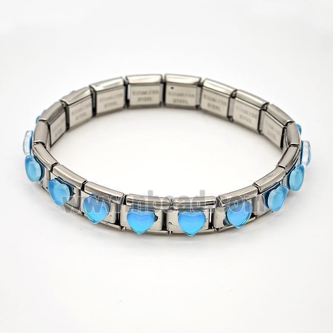 Raw Stainless Steel Module Bracelet Pave Resin