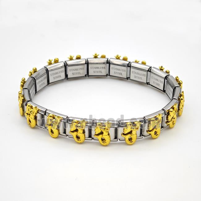 Raw Stainless Steel Module Bracelet Pave Alloy Mermaid