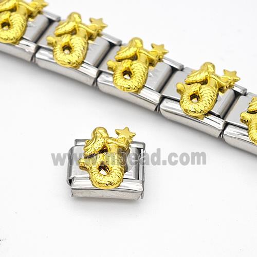 Raw Stainless Steel Module Bracelet Pave Alloy Mermaid