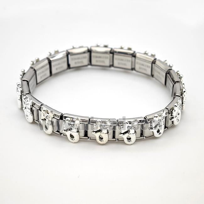 Raw Stainless Steel Module Bracelet Pave Alloy Mermaid