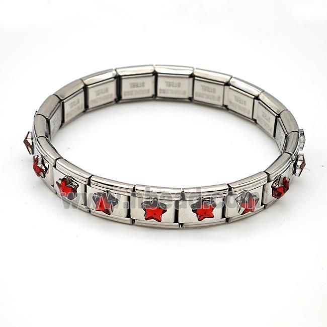 Raw Stainless Steel Module Bracelet Pave Acrylic Star