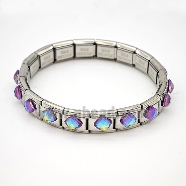 Raw Stainless Steel Module Bracelet Pave Acrylic