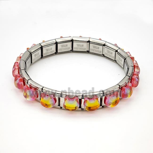 Raw Stainless Steel Module Bracelet Pave Acrylic