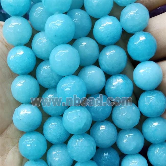 aqua Agate Beads, faceted round