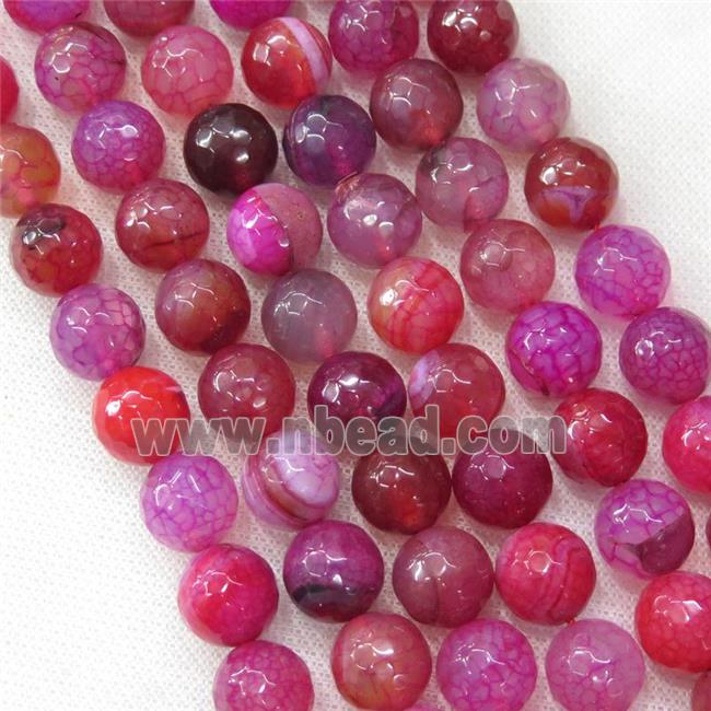 hotpink veins Agate Beads, faceted round