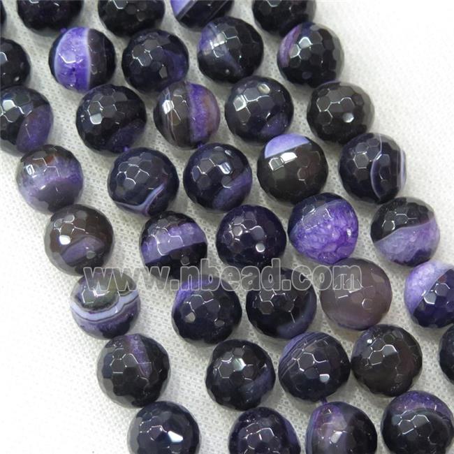 purple Druzy Agate beads, faceted round