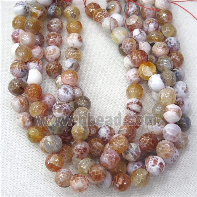 lt.red Fire Agate Beads, faceted round