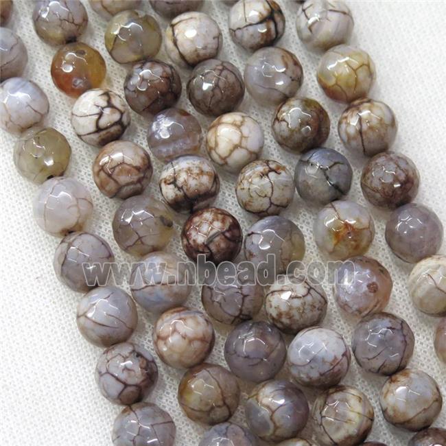 coffee veins Agate Beads, faceted round