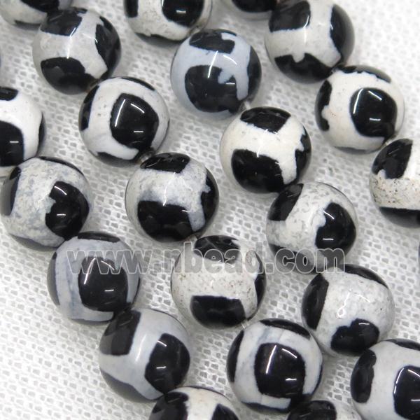 round black Tibetan Agate football Beads