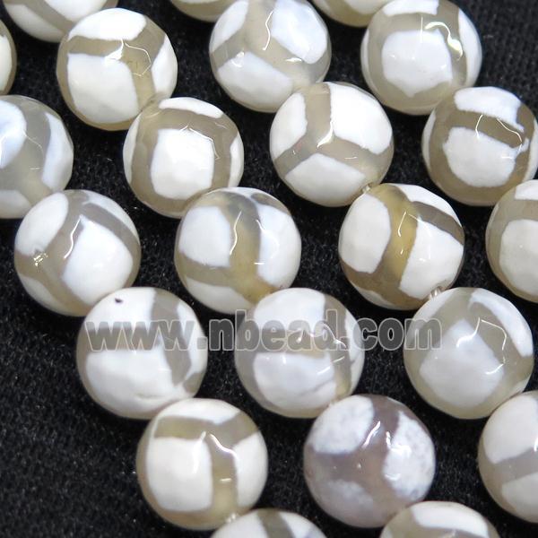 faceted round Tibetan Agate Beads, football