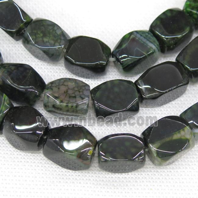 green Agate beads, faceted cuboid