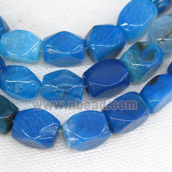 blue Agate beads, faceted cuboid