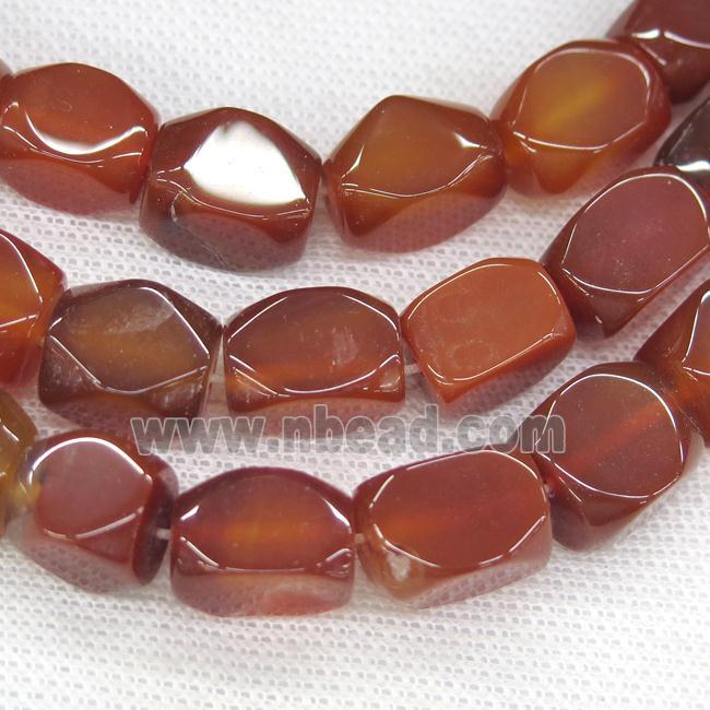 red Carnelian Agate beads, faceted cuboid