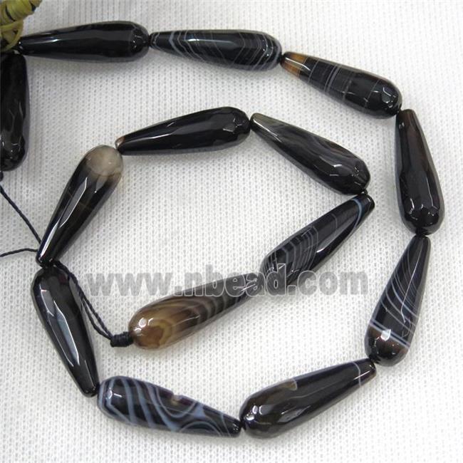 black stripe Agate beads, faceted teardrop