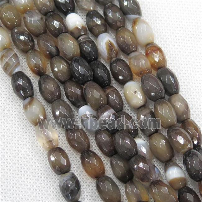 coffee Agate beads, faceted barrel