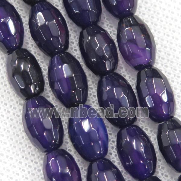 purple Agate beads, faceted barrel