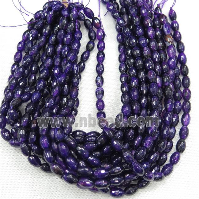 purple Agate beads, faceted barrel