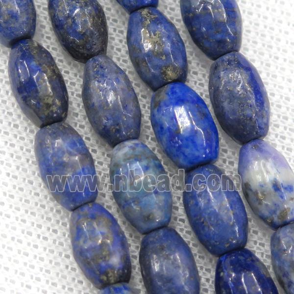 faceted blue Lapis Lazuli barrel beads