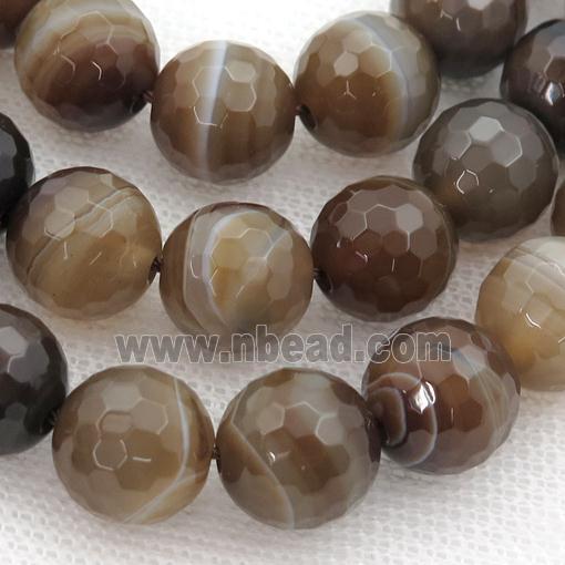 coffee stripe Agate beads, faceted round