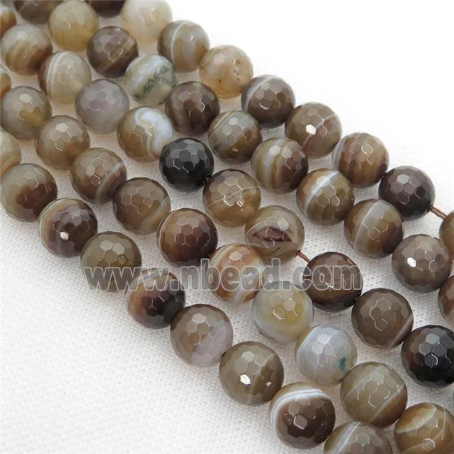 coffee stripe Agate beads, faceted round