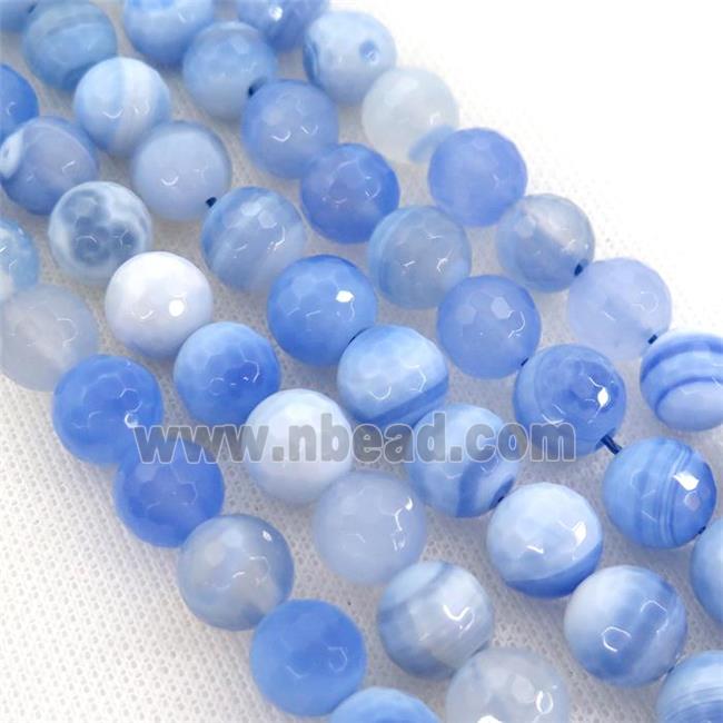 blue striped Agate beads, faceted round