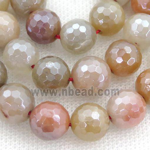 Natural Aventurine Beads Multicolor Faceted Round Electroplated