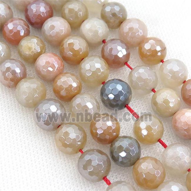 Natural Aventurine Beads Multicolor Faceted Round Electroplated