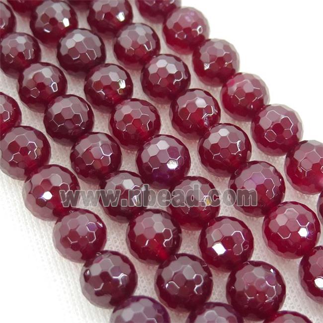 Natural Agate Beads Red Dye Faceted Round