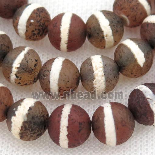 rough Tibetan Style Agate Beads, round